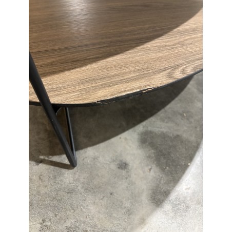 SECOND-HAND - Coffee table with two mocha-coloured oval-shaped tops and metal legs