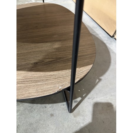 SECONDE MAIN- Table basse 2 plateaux forme ovoïde couleur mocha pieds métal