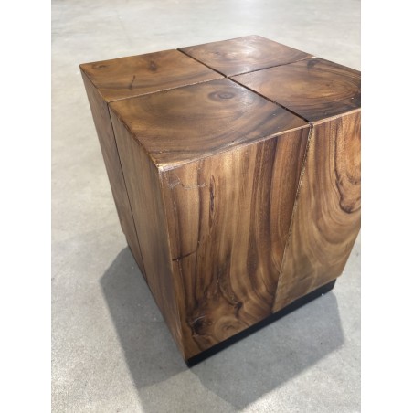 SECOND HAND - SAM Square Side Table 38x38cm Suar Wood with Black Base