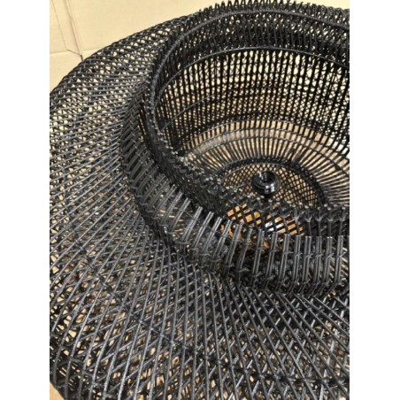 SECOND-HAND - ‘Double’ pendant light, 90x90cm, in black and teak rattan