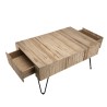 SECOND-HAND - Rectangular coffee table with 2 drawers, natural teak wood branches - Scandi metal pin legs