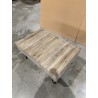SECOND-HAND - Rectangular coffee table with 2 drawers, natural teak wood branches - Scandi metal pin legs