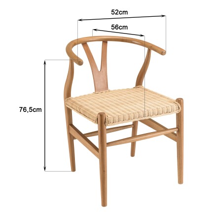 SECONDE MAIN - Chaise en bois de mahogany, dossier arrondi et assise en rotin