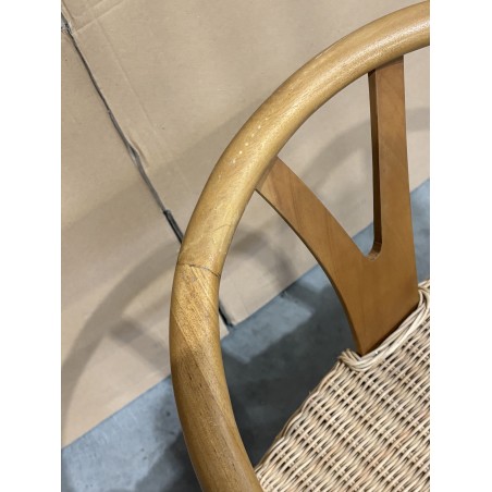 SECOND-HAND - Mahogany wood chair with rounded backrest and rattan seat