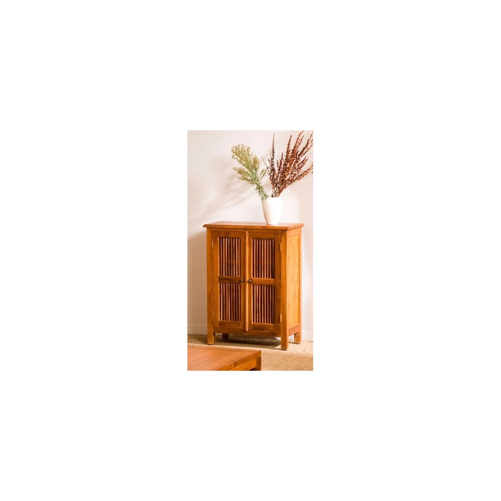 API - Meuble marron 2 portes persiennes bois Teck API - Meuble marron 2 portes persiennes bois Teck