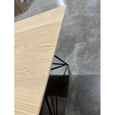 SECONDE MAIN - Table à manger rectangulaire 220x100cm bois chêne pieds épingles croisés métal noir