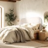 Upholstered headboard for 140/160 cm beds in beige - Arthur Collection