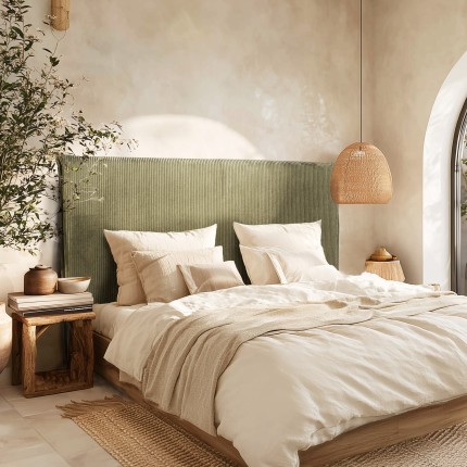 Tête de lit rembourrée pour lits 140/160cm velours côtelé vert - Collection Arthur