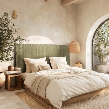 Tête de lit rembourrée pour lits 140/160cm velours côtelé vert - Collection Arthur