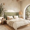 Upholstered headboard for 140/160 cm beds in green corduroy - Arthur Collection