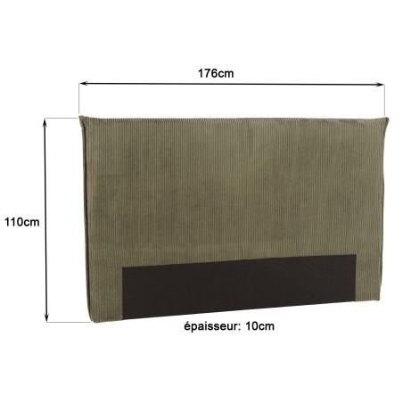 Upholstered headboard for 140/160 cm beds in green corduroy - Arthur Collection