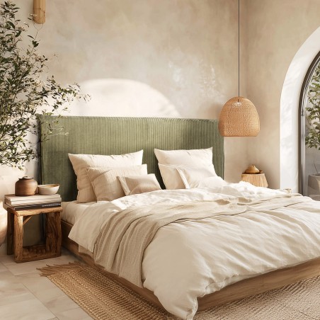Upholstered headboard for 160/180 cm beds in green corduroy - Arthur Collection