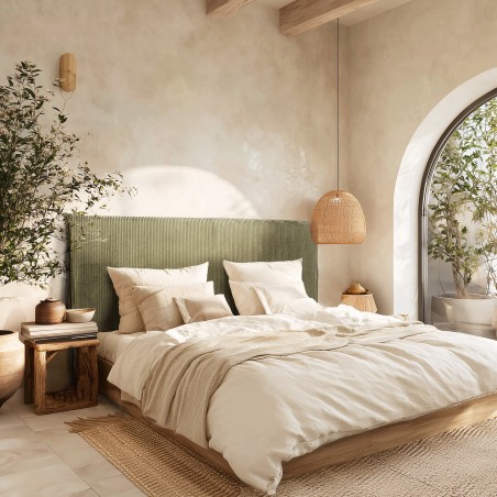 Tête de lit rembourrée pour lits 160/180cm velours côtelé vert - Collection Arthur