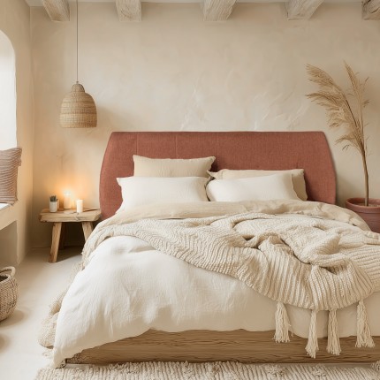 Tête de lit rembourrée pour lits 160/180cm couleur terracotta / orange