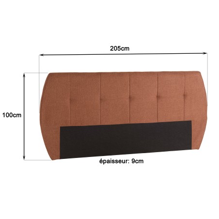 Upholstered headboard for 160/180 cm beds in terracotta/orange