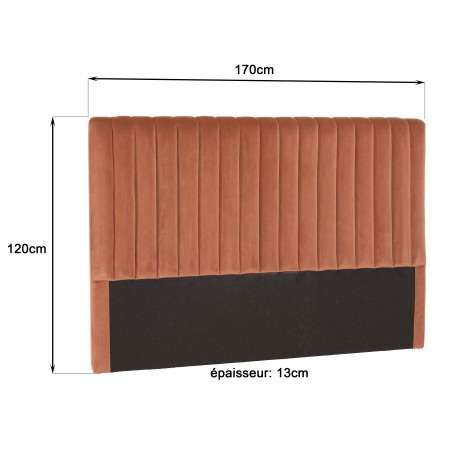 Upholstered headboard for 140/160cm beds in orange velvet