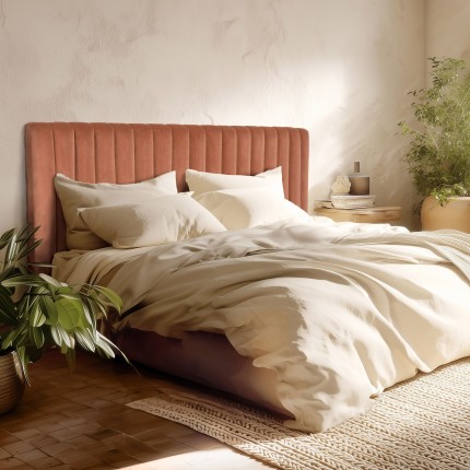 Tête de lit rembourrée pour lits 140/160cm velours orange