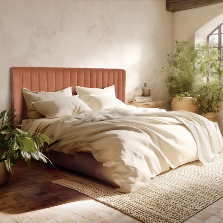 Tête de lit rembourrée pour lits 140/160cm velours orange