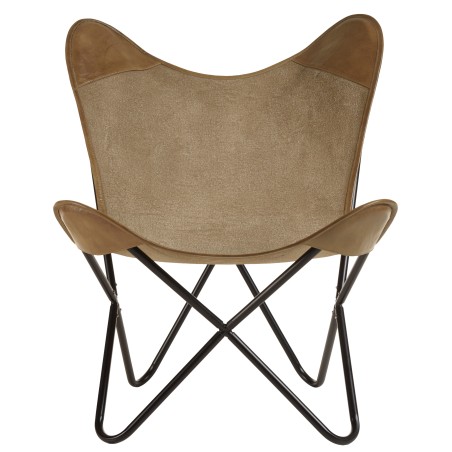 Butterfly chair in canvas and leather - Marcel Collection