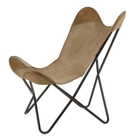 Butterfly chair in canvas and leather - Marcel Collection