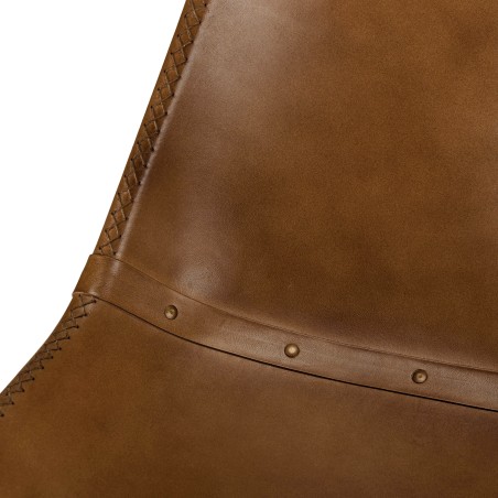 Set of 2 brown leather chairs with steel legs