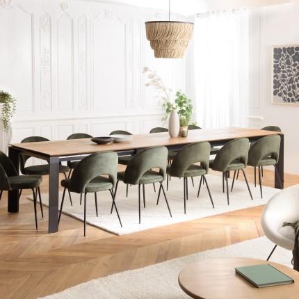 Outdoor dining table 250/350x100cm recycled teak with metal legs