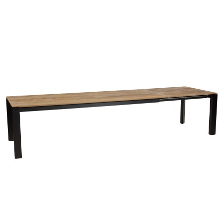 Outdoor dining table 250/350x100cm recycled teak with metal legs