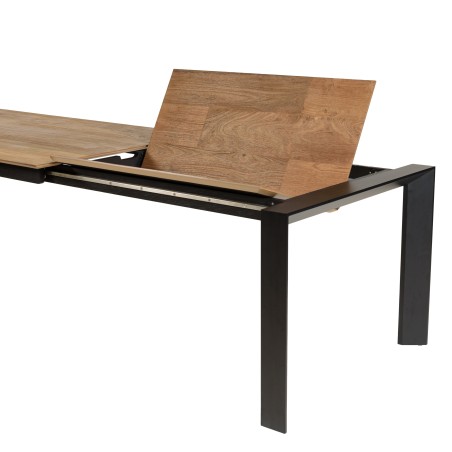 Table à manger ext. 250/350x100cm teck recyclé pieds métal