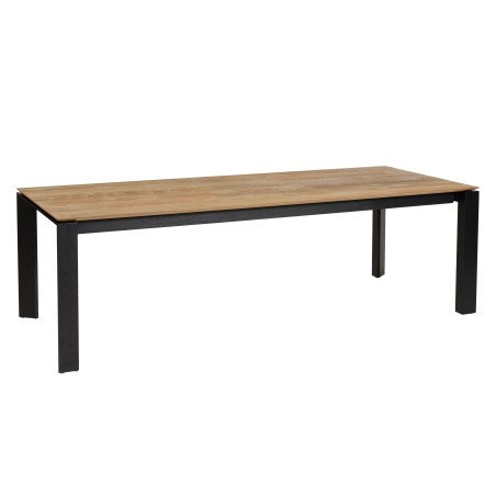 Outdoor dining table 250/350x100cm recycled teak with metal legs