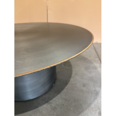 SECOND HAND - Round coffee table 80x80cm in black iron with gold trim