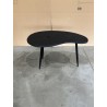 SECOND HAND - Ovoid side table with textured black matt top and black iron legs