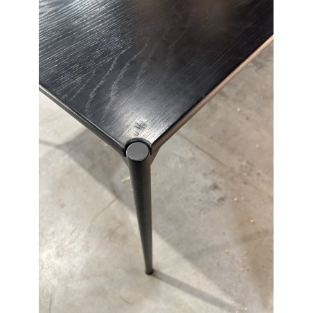 SECOND HAND - Ovoid side table with textured black matt top and black iron legs