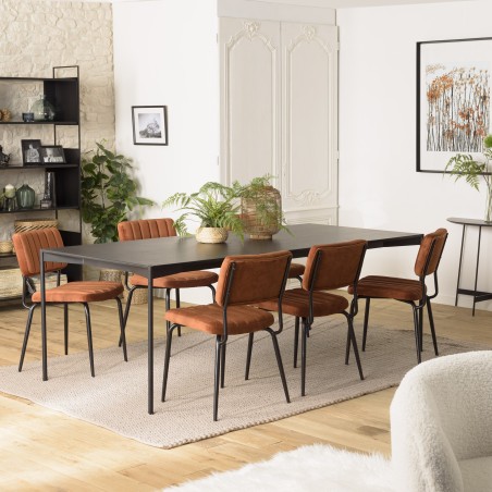 SECONDE MAIN - Table à manger rectangulaire noire 220x100cm piètement métal