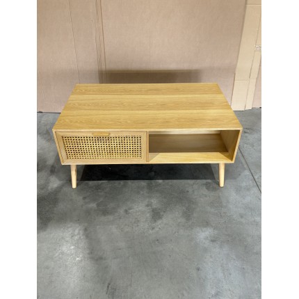 Natural-coloured coffee table with 2 drawers | SECOND HAND