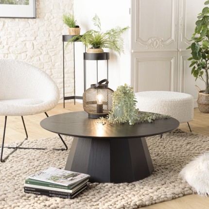 SECONDE MAIN - Table basse ronde noire D90cm