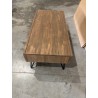 SECONDE MAIN - Table basse en pin et métal bois 1 tiroir