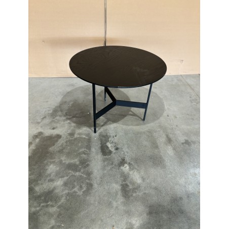 DALY Black Round Coffee Table 50x50cm - Metal Base