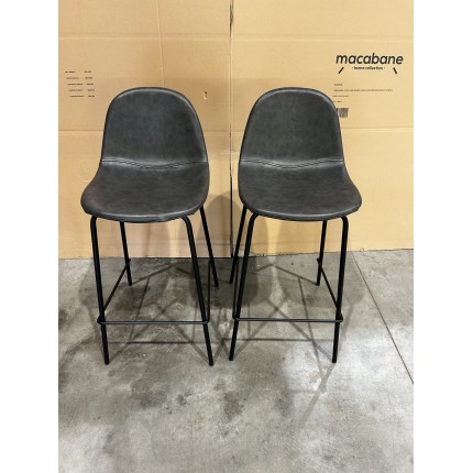 SECONDE MAIN - Lot de 2 tabourets de bar John anthracite hauteur d'assise 65cm