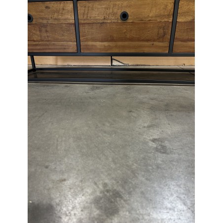 SIXTINE Brown TV Stand with 3 Drawers - Recycled Teak & Metal | 150x40x55 cm