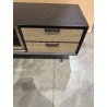 ALMA Brown/Black TV Stand with Sliding Glass Doors - Trendy and Functional