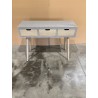 LORENZO Grey Console Table with 3 Beige Drawers