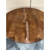 SECONDE MAIN - Table basse coque ronde 100x100cm plateau teck recyclé piétement métal noir
