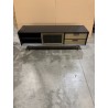 ALMA Brown/Black TV Stand with Sliding Glass Doors - Trendy and Functional