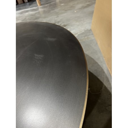 SECONDE MAIN - Table basse ronde 120x120cm en fer noir et bordure dorée