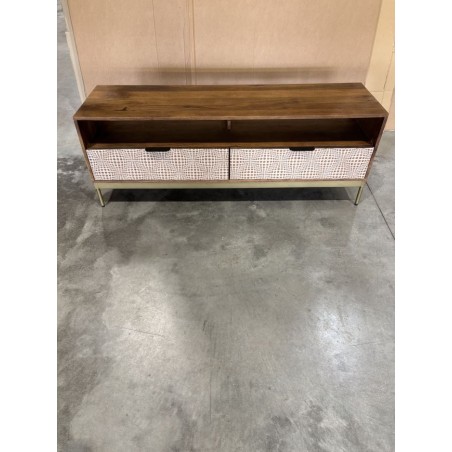 ALIX Mango Wood TV Stand - 2 Niches, 2 Drawers