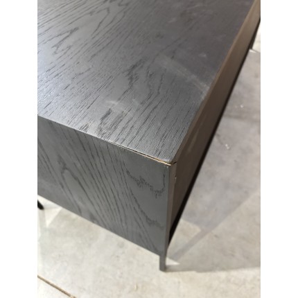 MAXENDRE - Natural TV Stand with 1 Door, 2 Drawers and Black Metal Legs