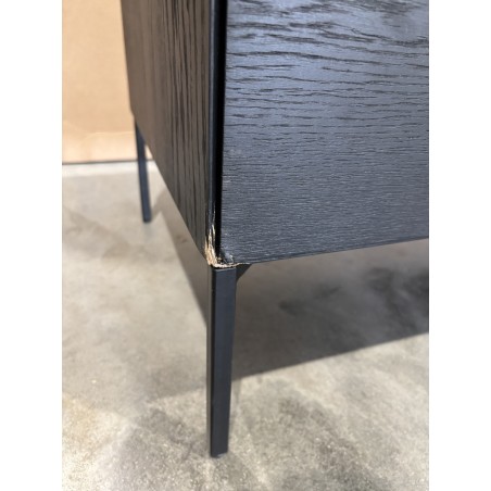 MAXENDRE - Natural TV Stand with 1 Door, 2 Drawers and Black Metal Legs