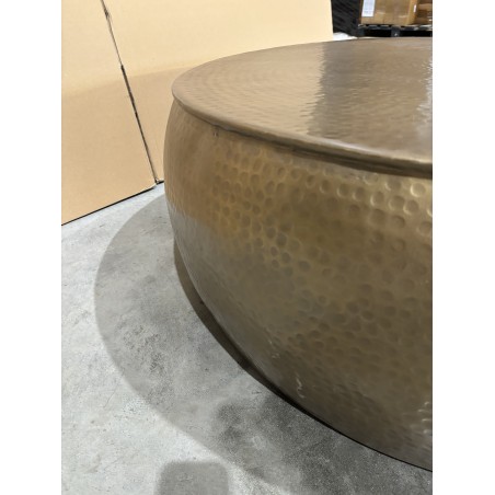 JOHAN Round Coffee Table 106x106cm - Hammered Gold Aluminium Finish