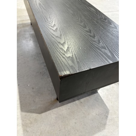 ANGELO Black Wooden TV Stand with 3 Drawers and Cane Finish