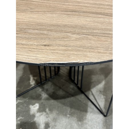 JULIA Beveled Coffee Table 70x70cm Mocha Black Metal Graphic Legs